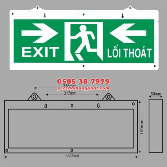 Đèn exit chỉ hướng thoát kemtom( 1 mặt và 2 mặt)